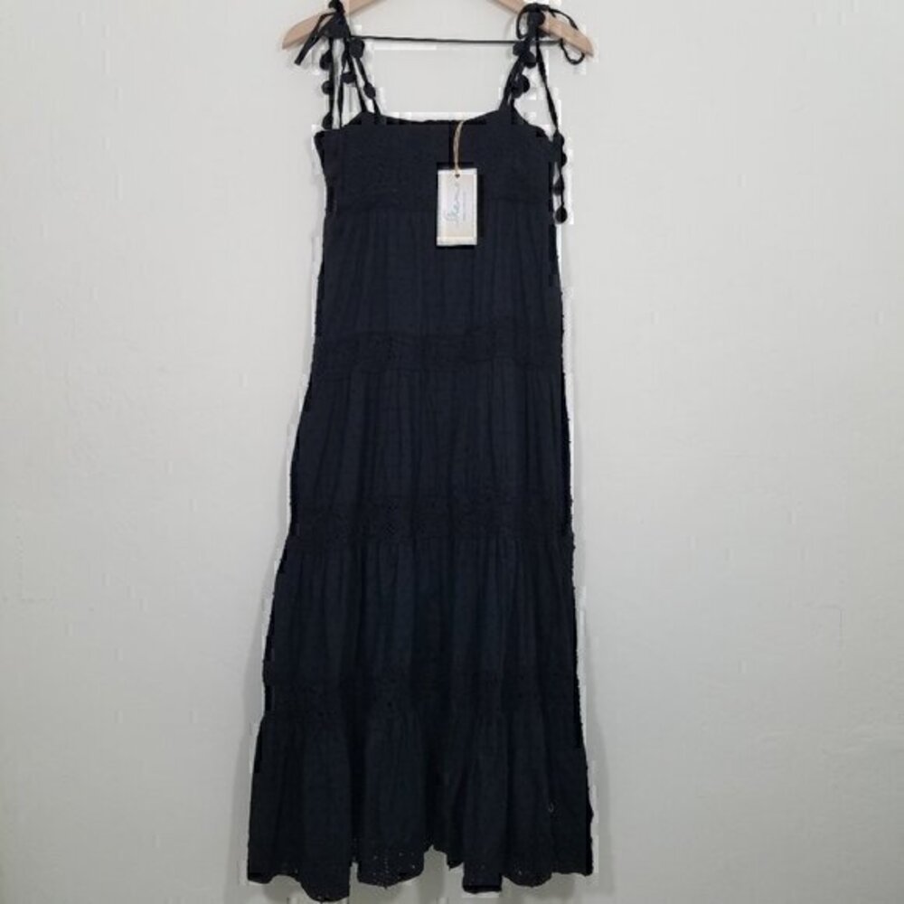 NWT Skemo Crochet‎ Romantic Long Dress Black Size M